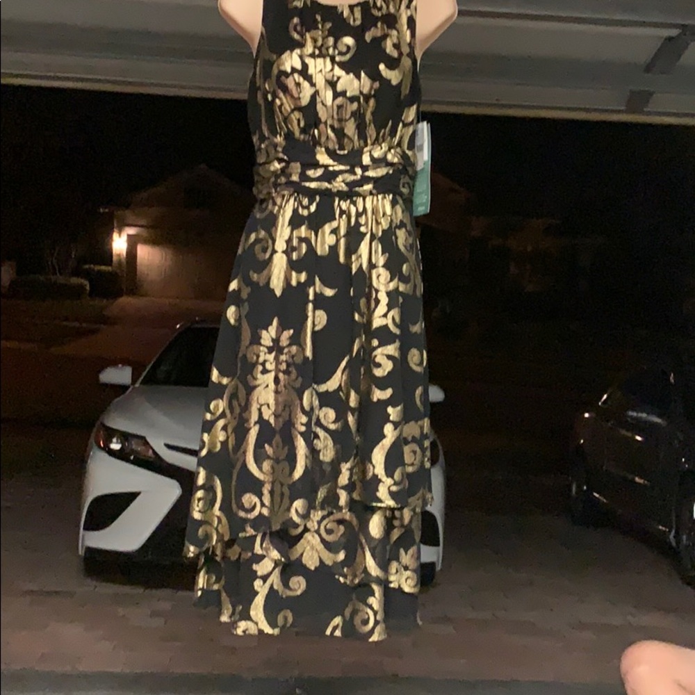 Black and gold mid dress